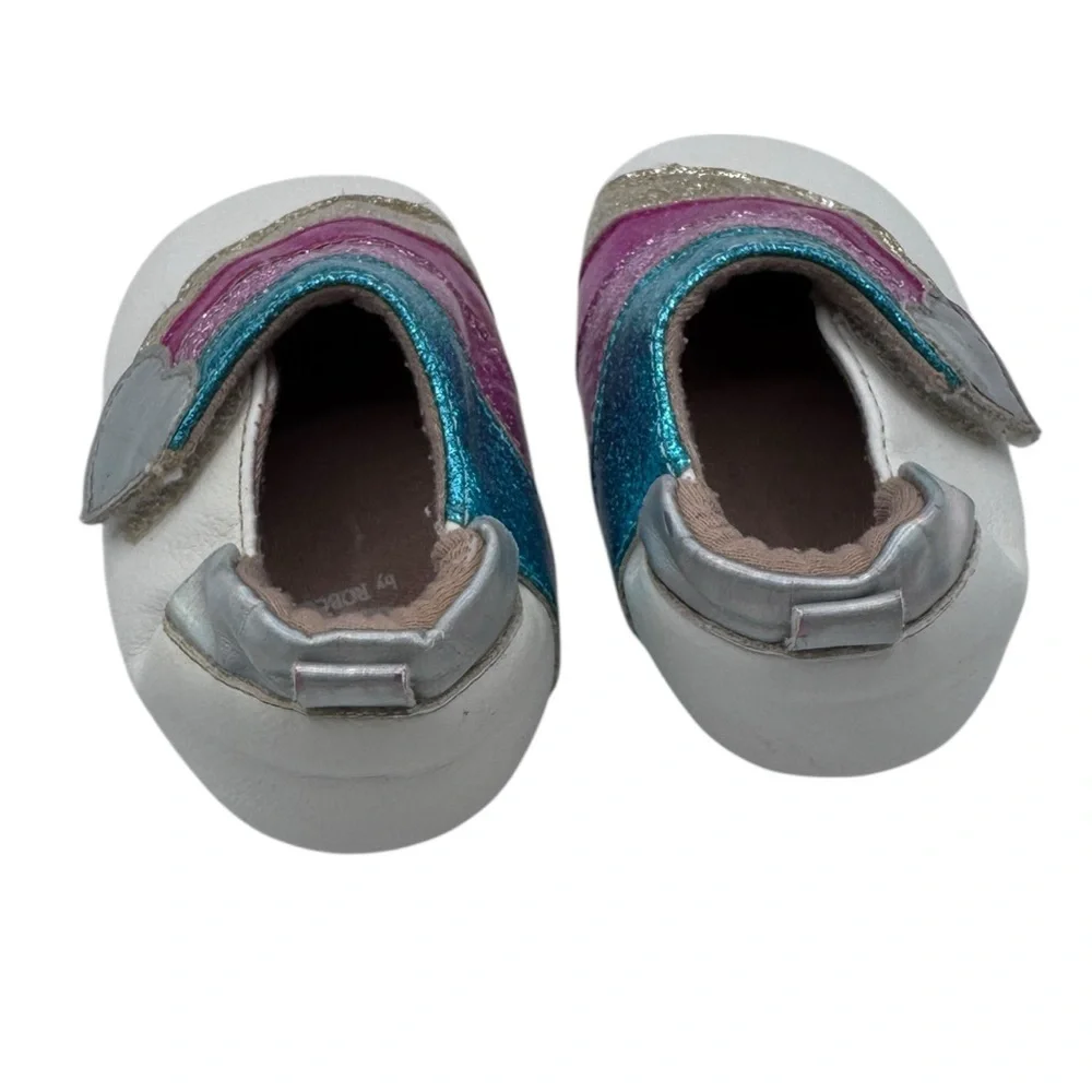 Ro+Me Glittery Striped Baby Shoes - Blue, Pink, Gold - Size 6-12 Months